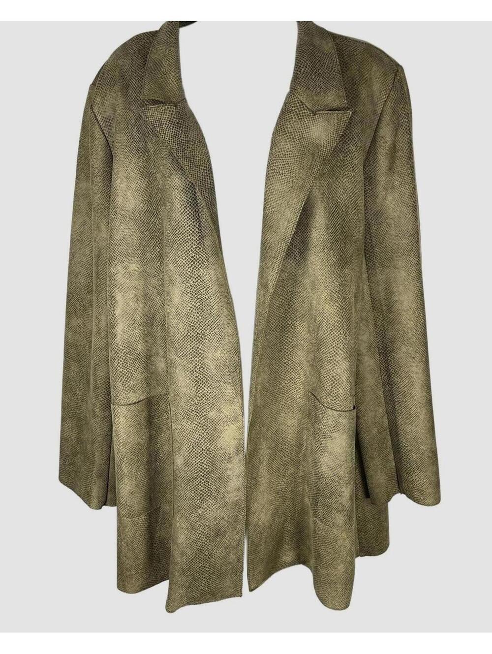 Solitaire Anthropologie Faux Snake Skin Open Cardigan Duster Jacket Women’s XL
